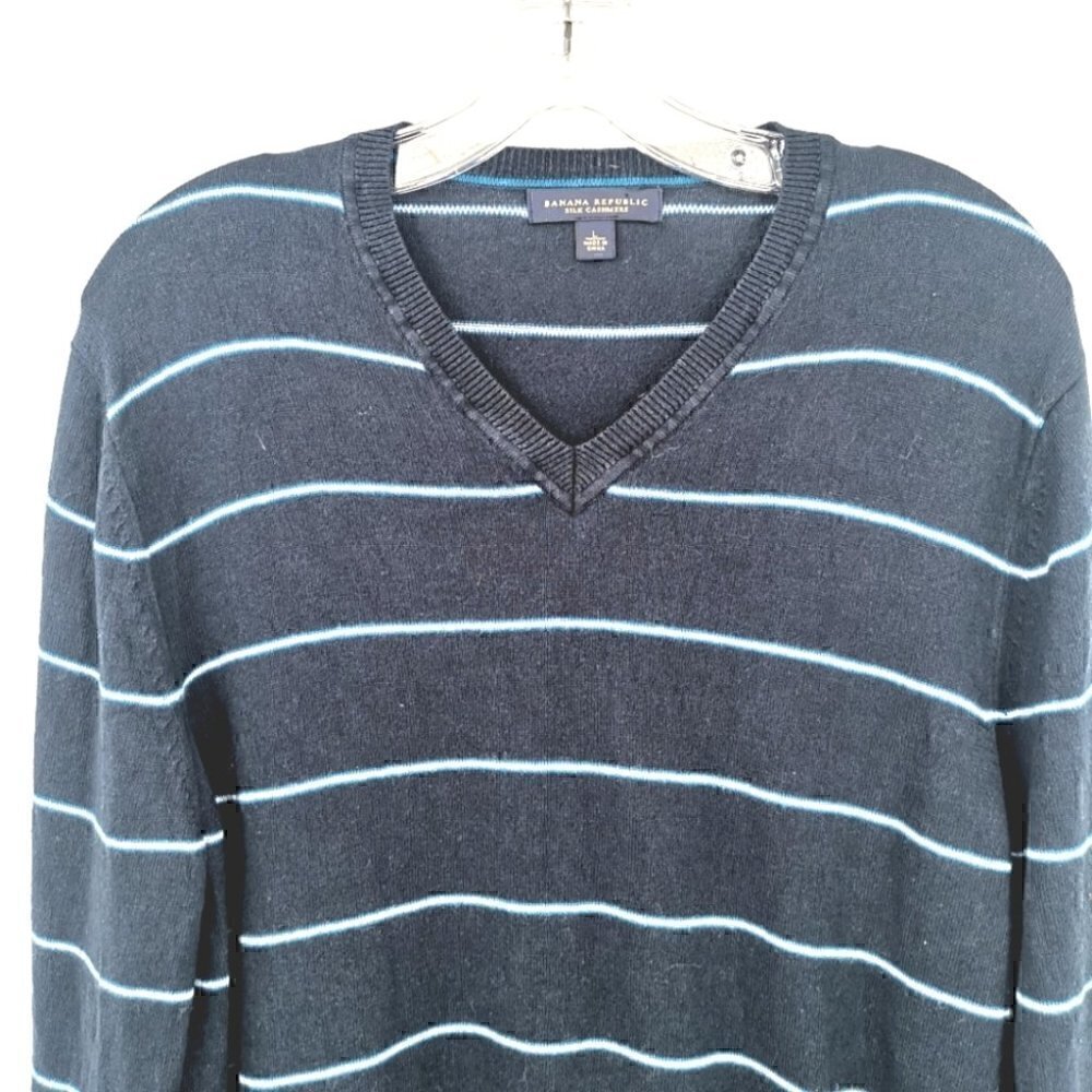 Banana Republic Men's L Silk Cashmere Striped - Picture 2 of 11